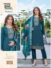 Shalimar By Blue Hills Mal Chanderi Foil Print Kurti With Pant Dupatta